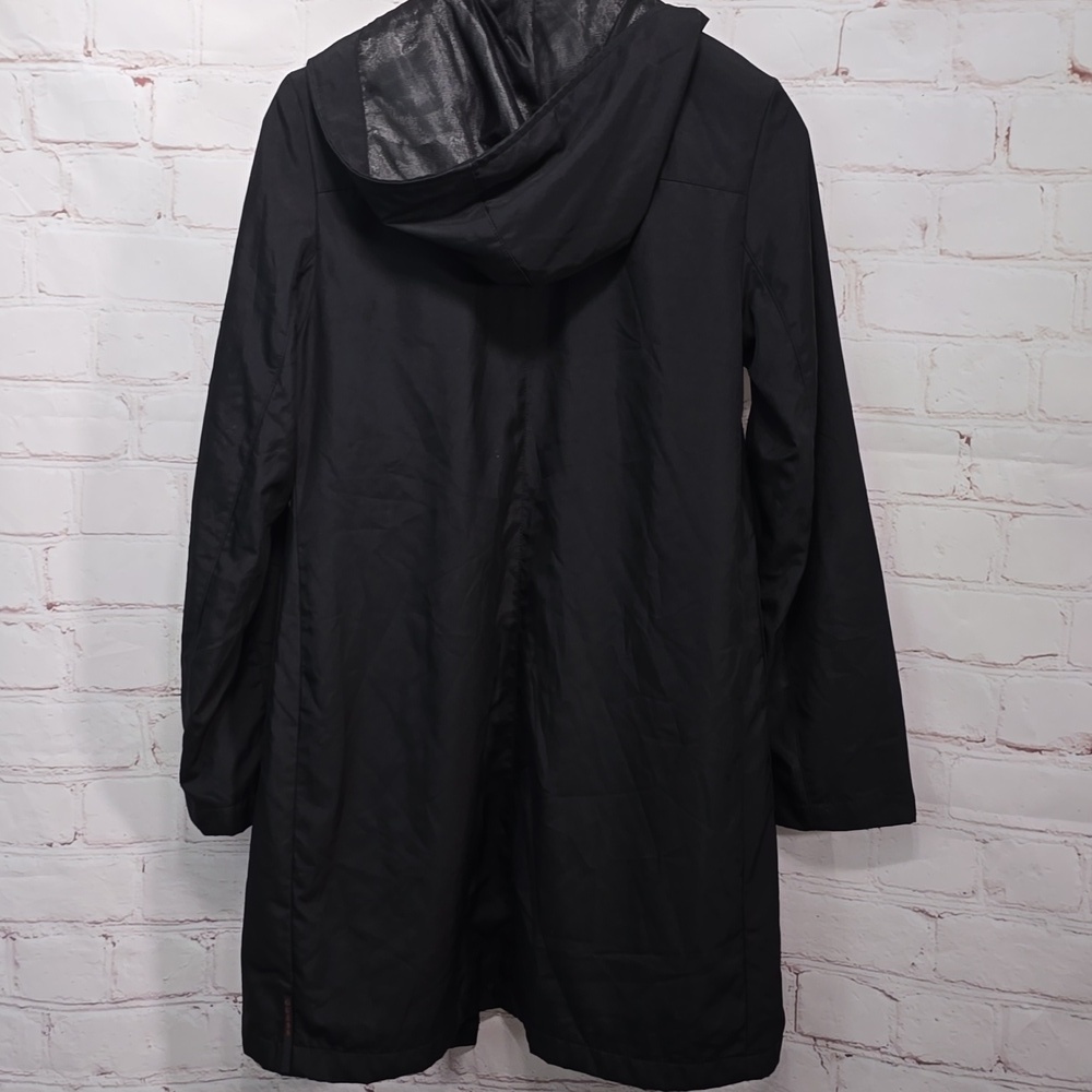 Guess Waterproof Rain Jacket Hoodie Vel-cro Neck Double Zipper Womens Size Small - Picture 12 of 16